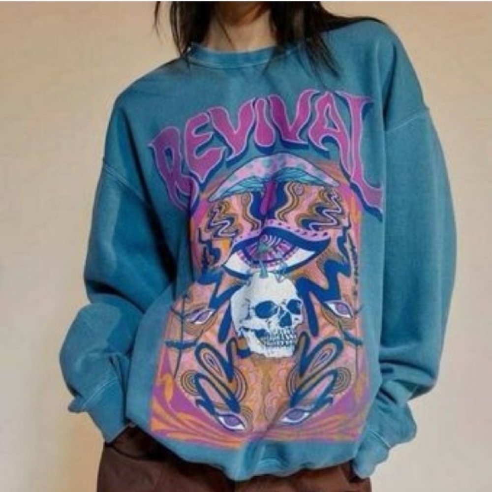 Urban Outfitters Project Social Revival Graphic Sweatshirt Blue